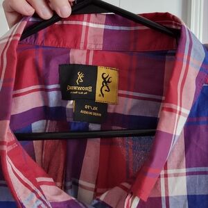 Browning short sleeve mens tshirt button up.